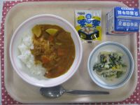 ☆せつぶんこんだて☆カレーライス、ポパイサラダ、福豆