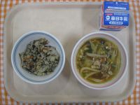 ひじきごはん、かやくうどん