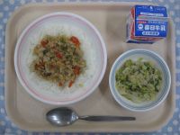 ガパオライス、枝豆とツナのサラダ