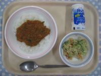 キーマカレー、ごまネーズサラダ、ジョア