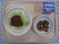 ソースカツ丼、大豆のいそ煮
