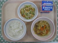 ご飯、親子煮、バンバンジー