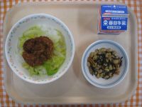 ソースカツ丼、大豆の磯煮