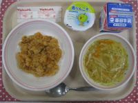 チキンライス、スープスパゲティ、あおりんごゼリー