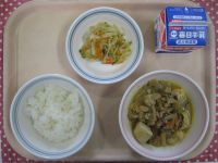 ご飯、炒り豆腐、切干し大根の中華サラダ