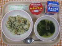 高菜チャーハン、中華スープ、ヨーグルト