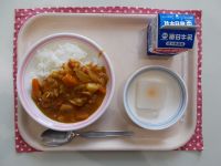 カレーライス、カルピスみかん寒天